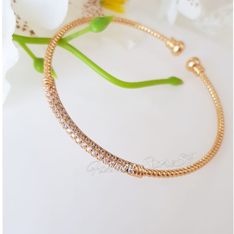 Gelang Bangle Flexibel simple Lapis Permata Perhiasan Xuping Yaxiya Lapis emas 18k impor Bestquality