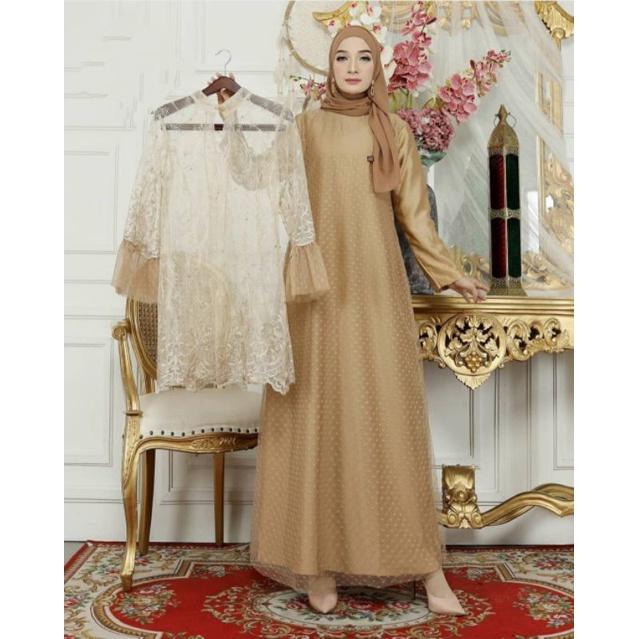 SETELAN GAMIS OUTER FREE MASKER / BAJU GAMIS PESTA WANITA