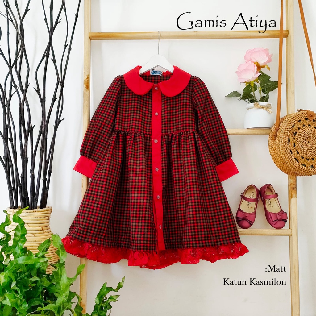 GAMIS ATIYA / GAMIS ANAK KOTAK-KOTAK / GAMIS DEWASA CANTIK / GAMIS TERBARU LEBARAN/GAMIS LUCU WANITA