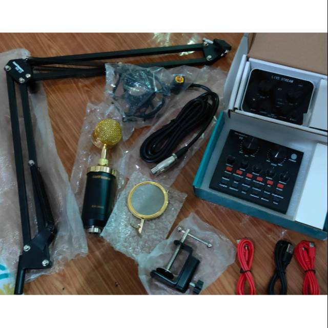 Paket lengkap bm8000+stand+soundcard v8/x7