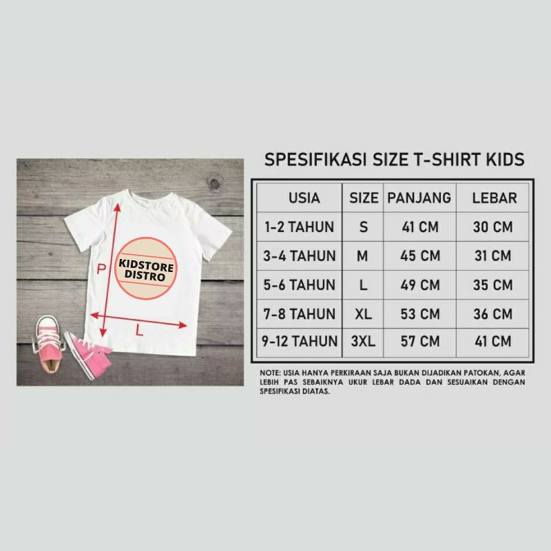 Baju Kaos Anak Perempuan Cewek Umur 1-12 Tahun Distro Kekinian Terbaru