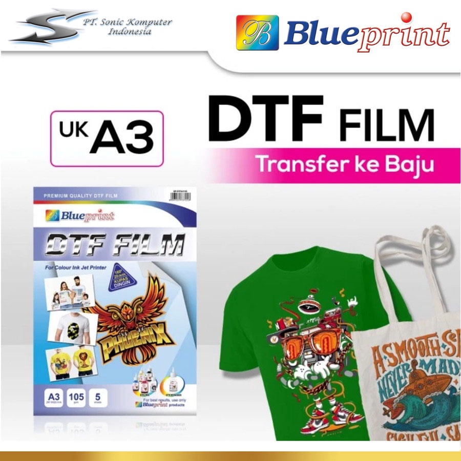 Kertas Transfer Film DTF BLUEPRINT / Digital Transfer Film PET A3