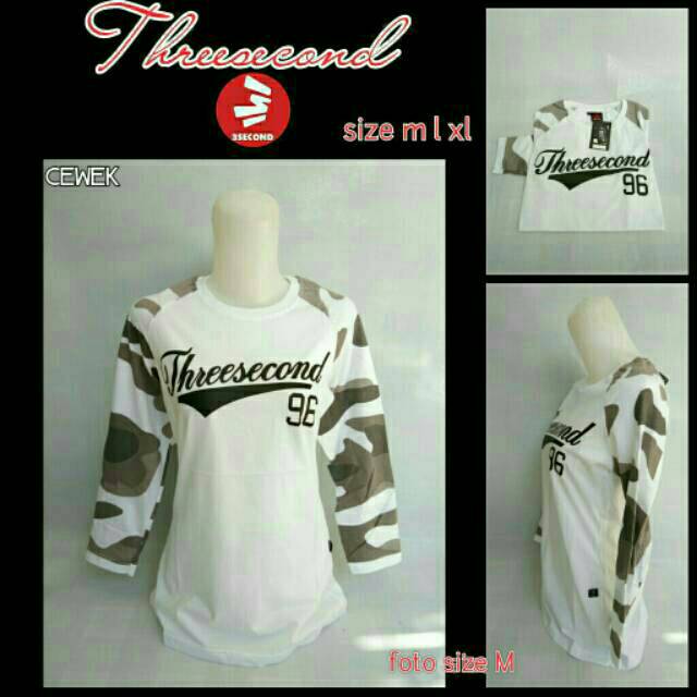 KAOS CEWEK 3SECOND DISTRO BANDUNG MURAH CEWEK KAOS RAGLAN REGLAN CEWEK BAJU WANITA  SIZE M L XL