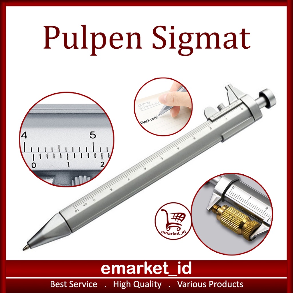 

Pulpen Sigmat / Pena Bolpoin Multifungsi Jangka Sorong Ruler Penggaris Alat Ukur / Measuring Tool