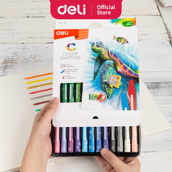 

(DISKON TERMURAH) Deli EC20120 School Crayon/Krayon-Oil Pastel Smooth Rich Blending 24C