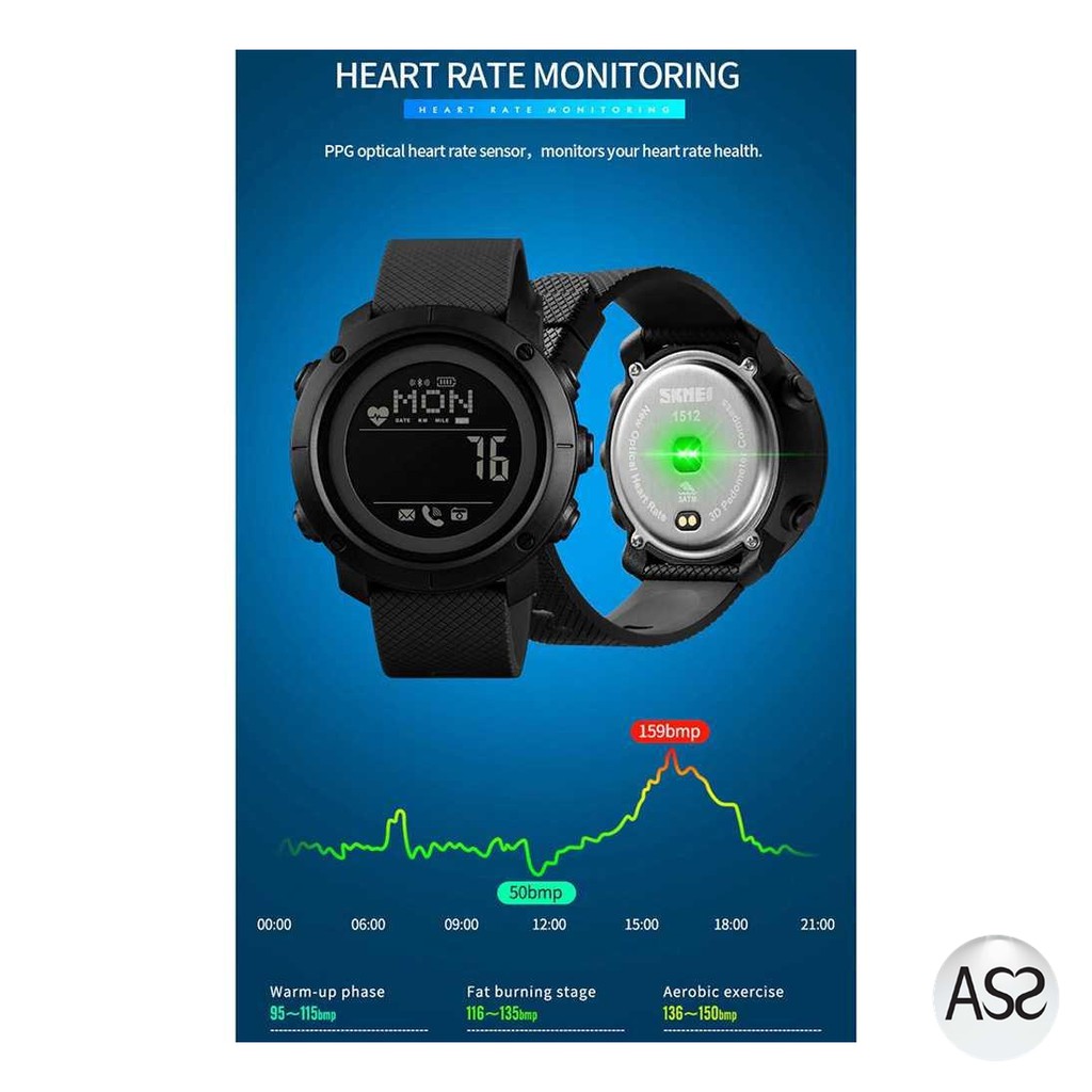 ASS Shop - SKMEI Jam Tangan Smartwatch Pria Bluetooth Compass Heartrate 1512