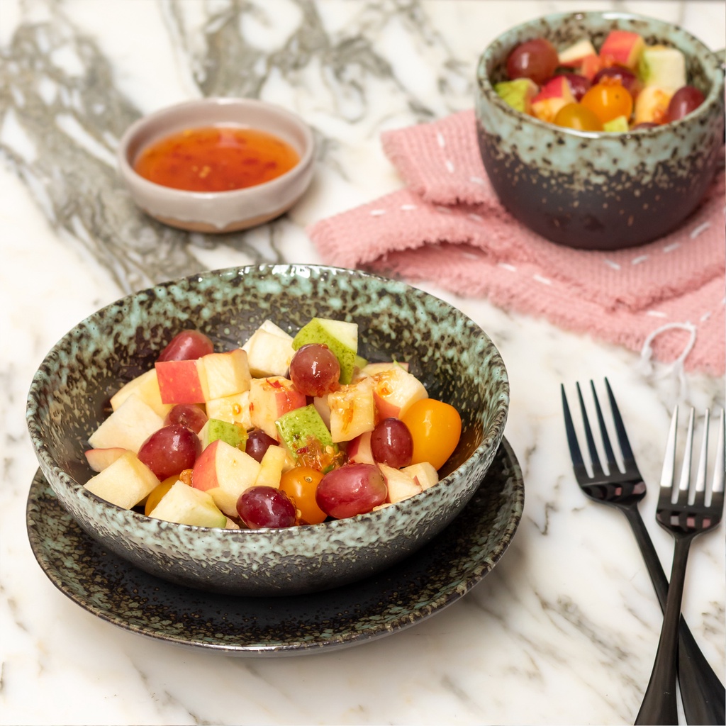 Nuanza Mangkok Saji Keramik Motif Embun / Bowl Spotting Nuanza