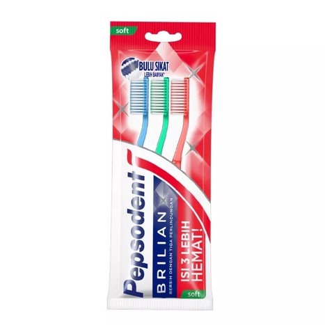 Pepsodent Sikat Gigi Brilian Lembut 3pcs