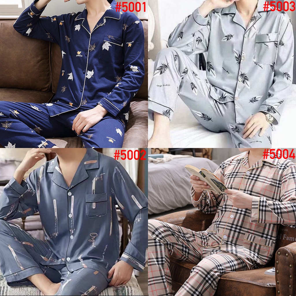 Baju Tidur Pria Import Piyama Cowok Dewasa PP Setelan Baju Rumah Premium Bahan Katun Lengan Panjang Celana Panjang