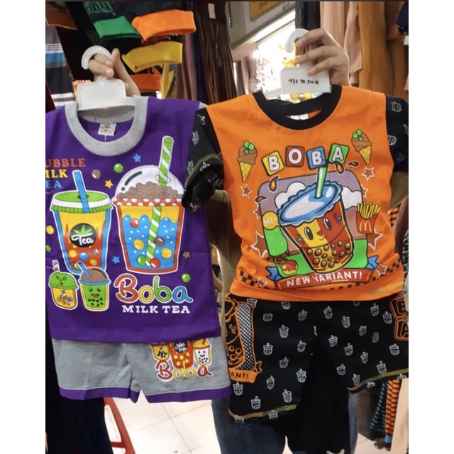 setelan anak motif BOBA lucu keren 1-9 tahun