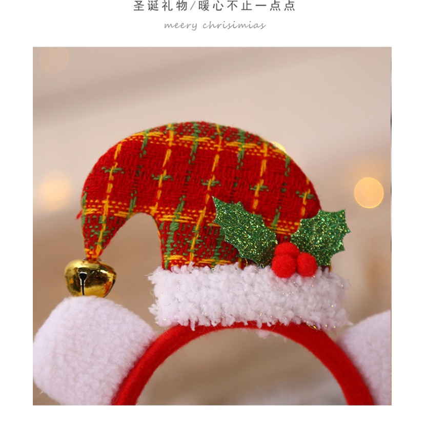 XBTE bando premium topi tartan kuping elf santa aksesoris natal headba