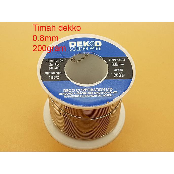 Timah Solder Dekko (Solder Tin) 0.8mm - 200 Gram