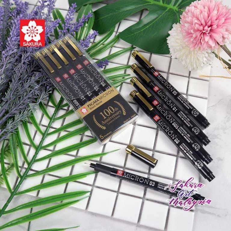 SAKURA Pigma Micron - Black Barrel set of 5 Fine Liners