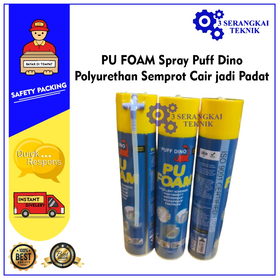 PU FOAM Spray Puff Dino Polyurethan 750ml Semprot Cair jadi Padat