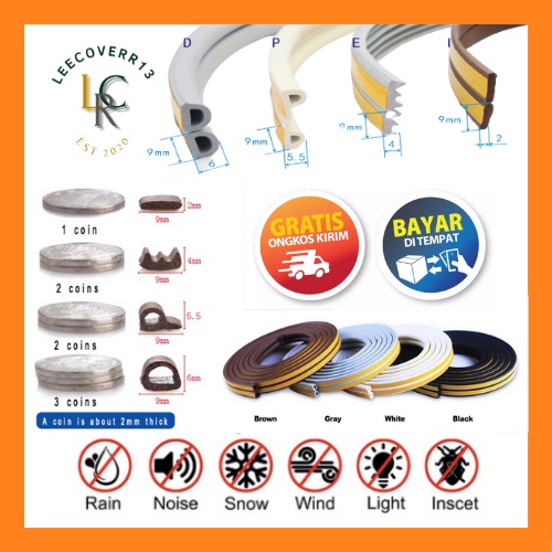 Door Seal List Peredam Kedap Suara Karet Pintu Kayu Almunium