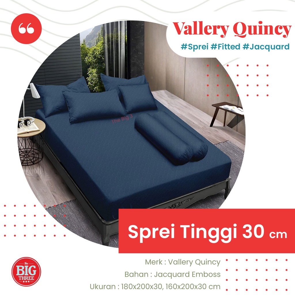 QUINCY VALLERY Set Sprei Polos 160x200 Tinggi 30 warna merah biru putih hijau pink ungu coklat abu grey maroon light blue dark red white coffee  - Queen Size 160 SP VAL TBT