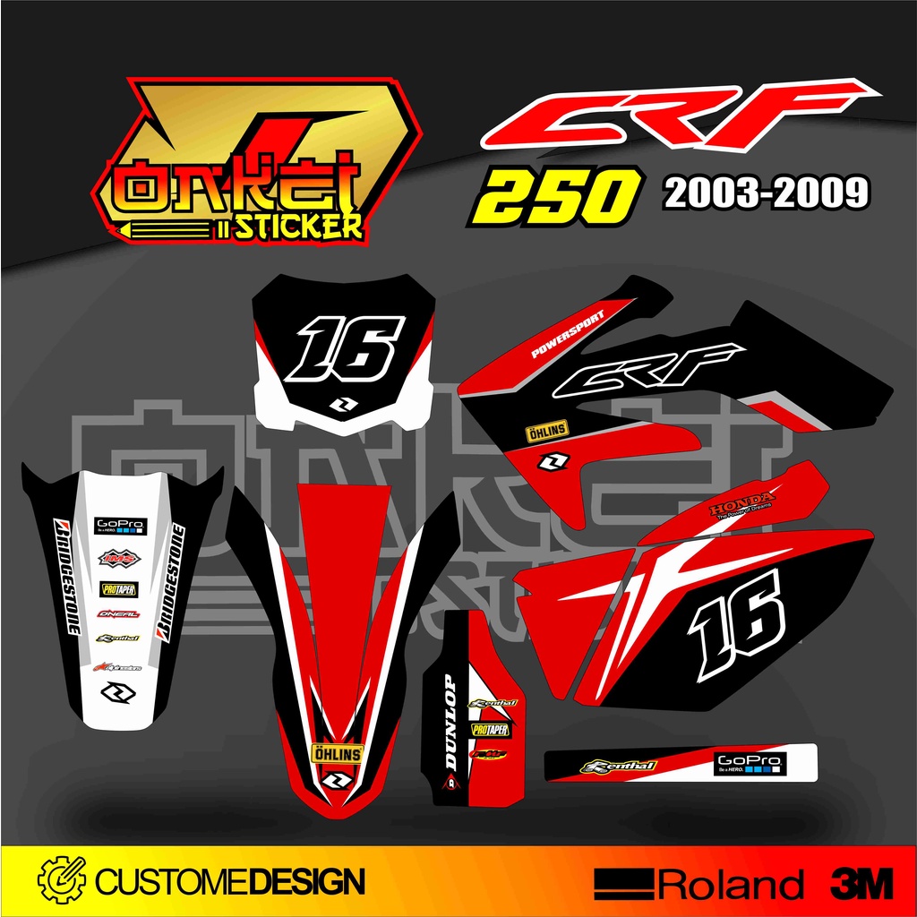 DECAL STICKER CRF 250 R 2003-2009 BLU