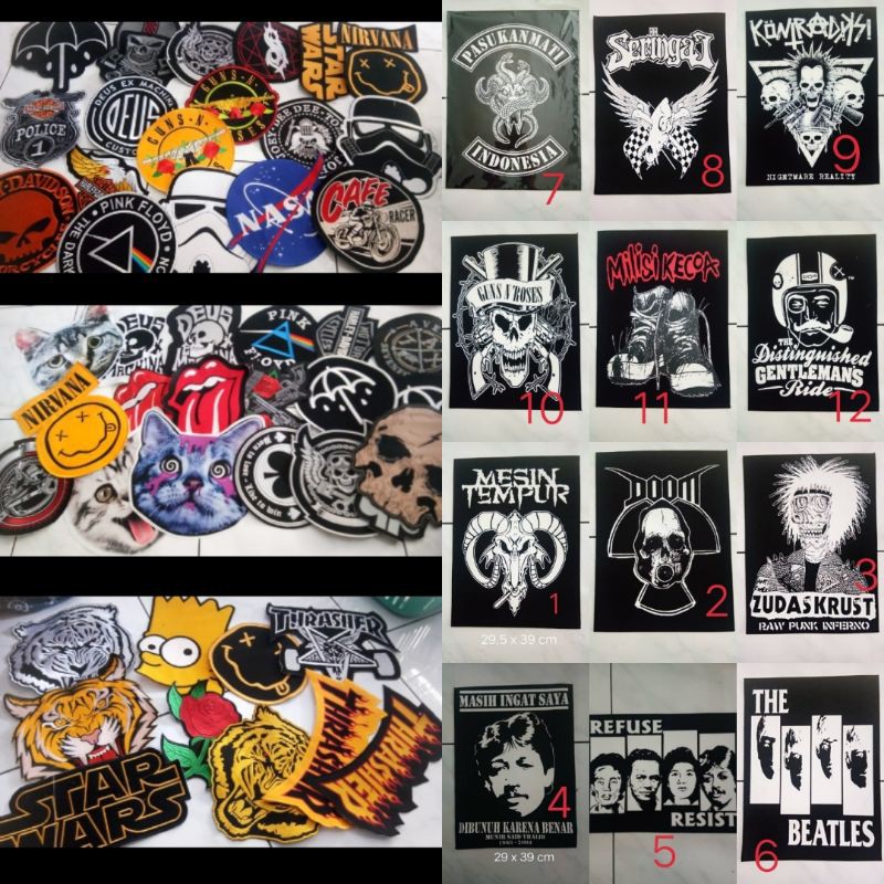 Khusus Grosir Backpatch bordir/ sablon tempelan punggung jaket  keren