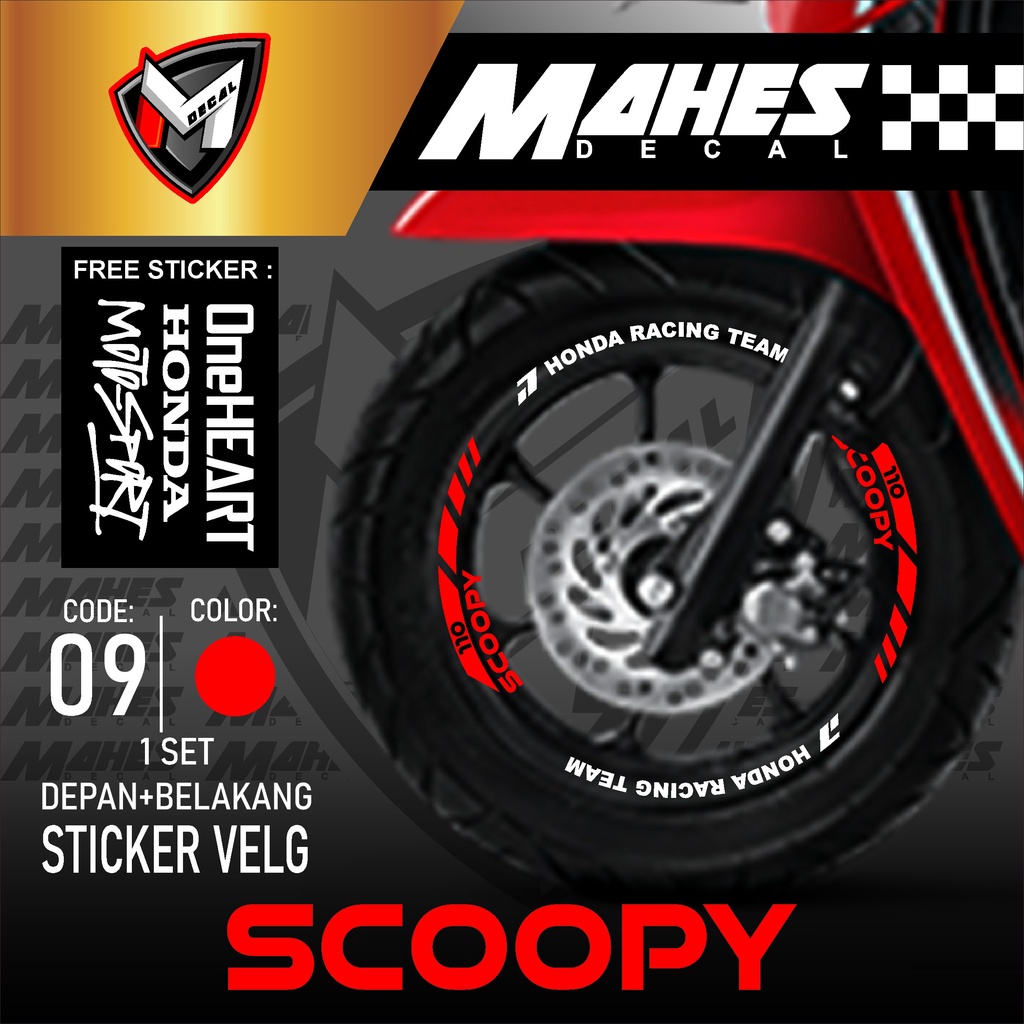 Mahes Decal - Aksesoris Stiker Cutting Sticker Lis Velg Motor Honda Scoopy 2017 - 2022 New List Pele