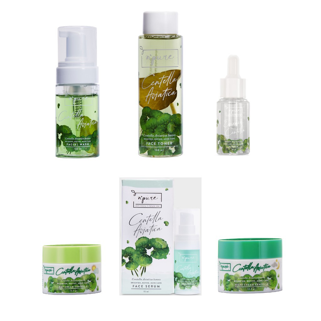 Npure Centella Asiatica Cica Face Toner Facewash Serum Clear Pad Day Night Cream Essence