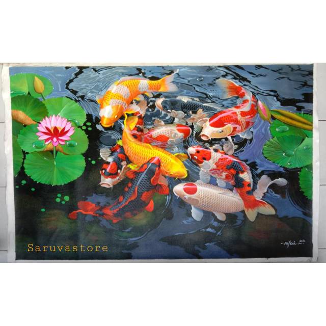 Lukisan Ikan Koi Fengsui Uk.140cm x 90cm