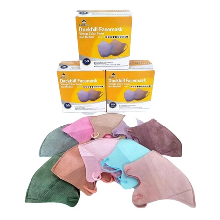 MASKER DUCKBILL CAREION VINTAGE DUCKBIL FC FULLCOLOUR FULLCOLOR FULL COLOUR FULL COLOR SERIES ISI 50PC MASKER CAREION DUCK BILL VINTAGE 3D SOFT COLOUR WARNA SOFT Dusty Pink Sky Blue Lilac Matcha Shrimpink Apricot Peach Abu Pink Soft Pink FACEMASK FACE MAS