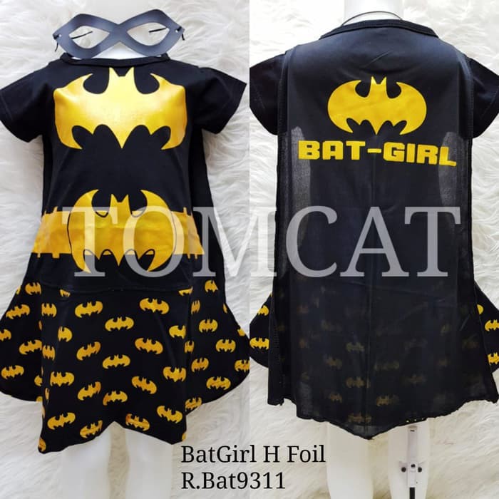 Dress Kostum Anak Cewek Batgirl Gold Baju Superhero Sayap Perempuan
