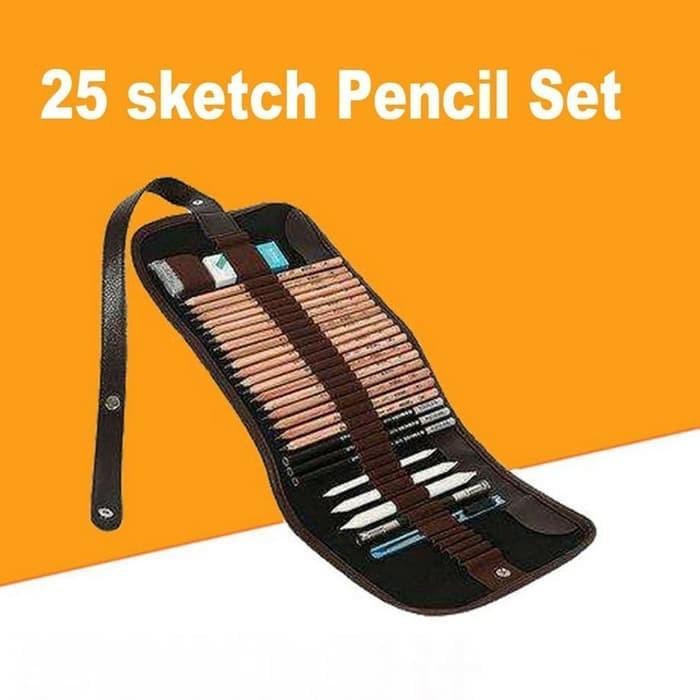 set 29 pensil sektsa gambar sketch drawing pencil free pouch