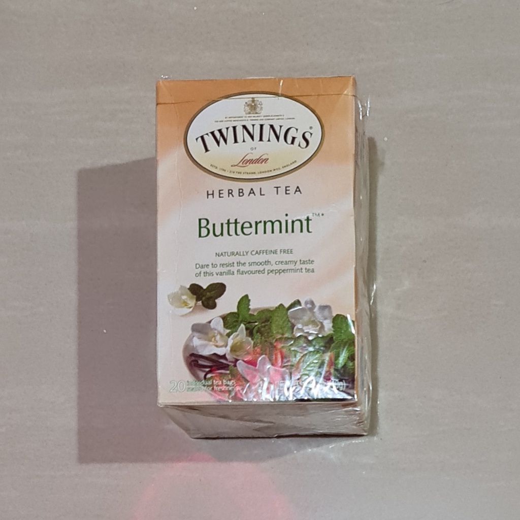 Teh Twinings of London Buttermint Herbal Tea Caffeine Free 20 x 2 Gram