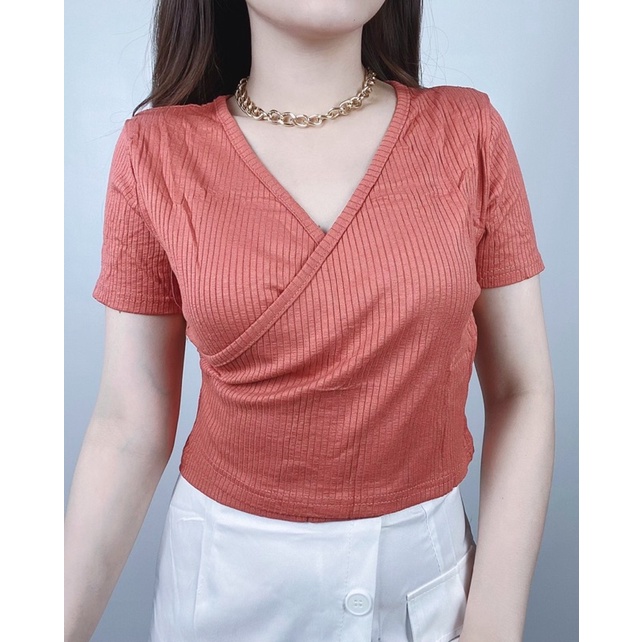 Luna bow Top 075 / Crop top wanita / atasan rajut