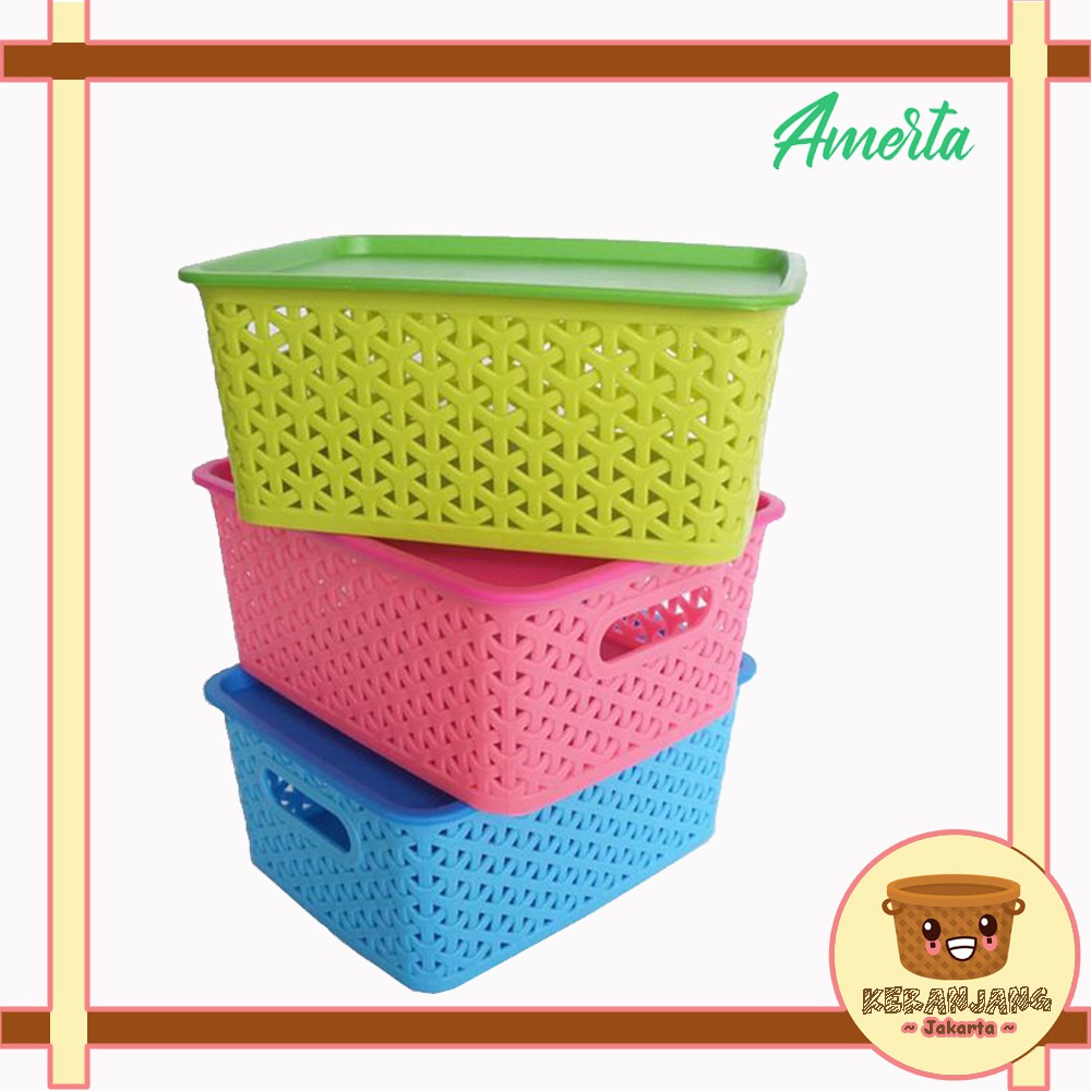 TKJ - Keranjang serbaguna dengan tutup ukuran S - Keranjang AMERTA