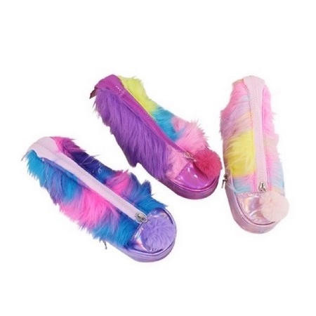 

TEMPAT PENSIL SEPATU RAINBOW PELANGI - PENCIL CASE FEATHER SEQUIN POM POM UNICORN - DOMPET PENSIL