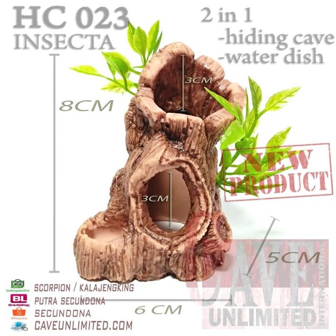 

(BISA COD) HC023 MINI HIDING CAVE WATER DISH POHON KAYU TARANTULA INSECTA MURAH Kode 1113