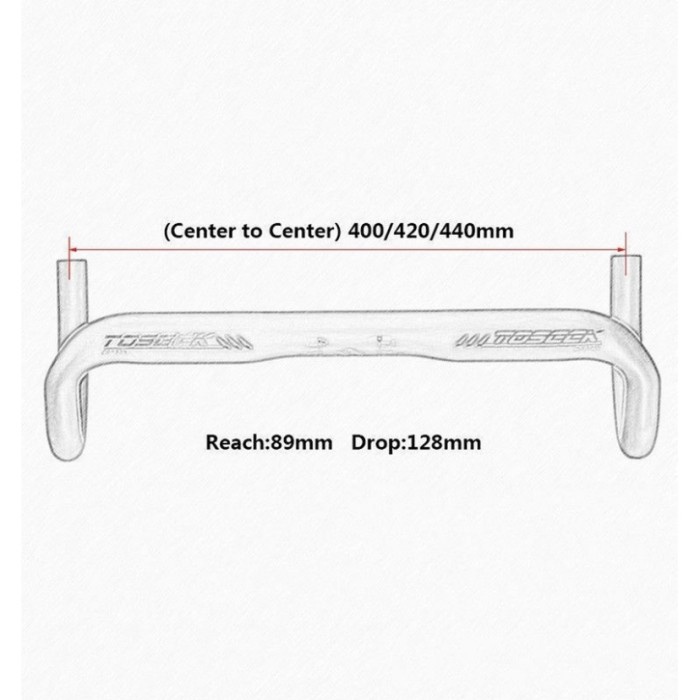 TOSEEK Handlebar Stang Sepeda Balap 31,8x400/420/440mm karbon Fiber