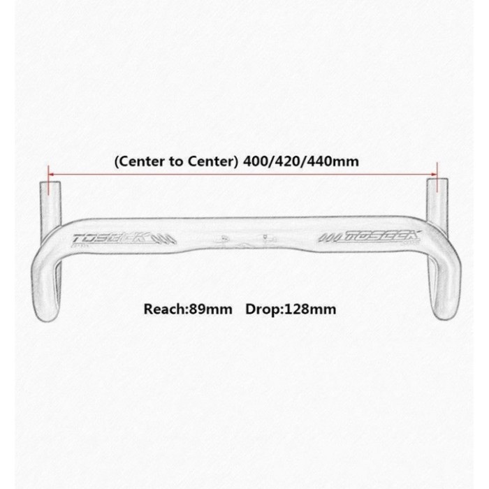 TOSEEK Handlebar Stang Sepeda Balap 31,8x400/420/440mm karbon Fiber