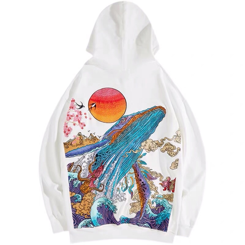 SWEATER HOODIE IMPORT PRIA WANITA KOREA JEPANG FISH BORDIR ORIGINAL JY12 HARAJUKU