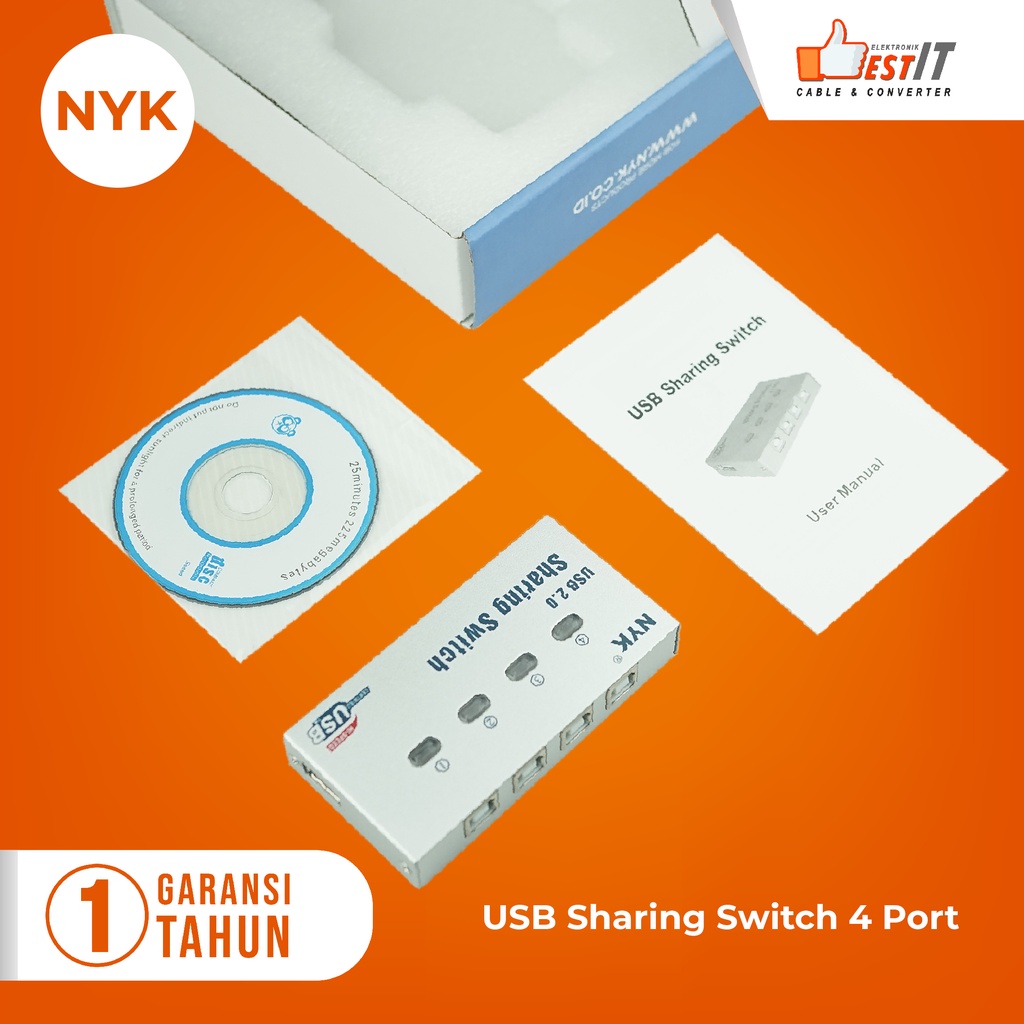 USB Sharing Switch 4port / USB Auto Data Switch Printer 4 port NYK