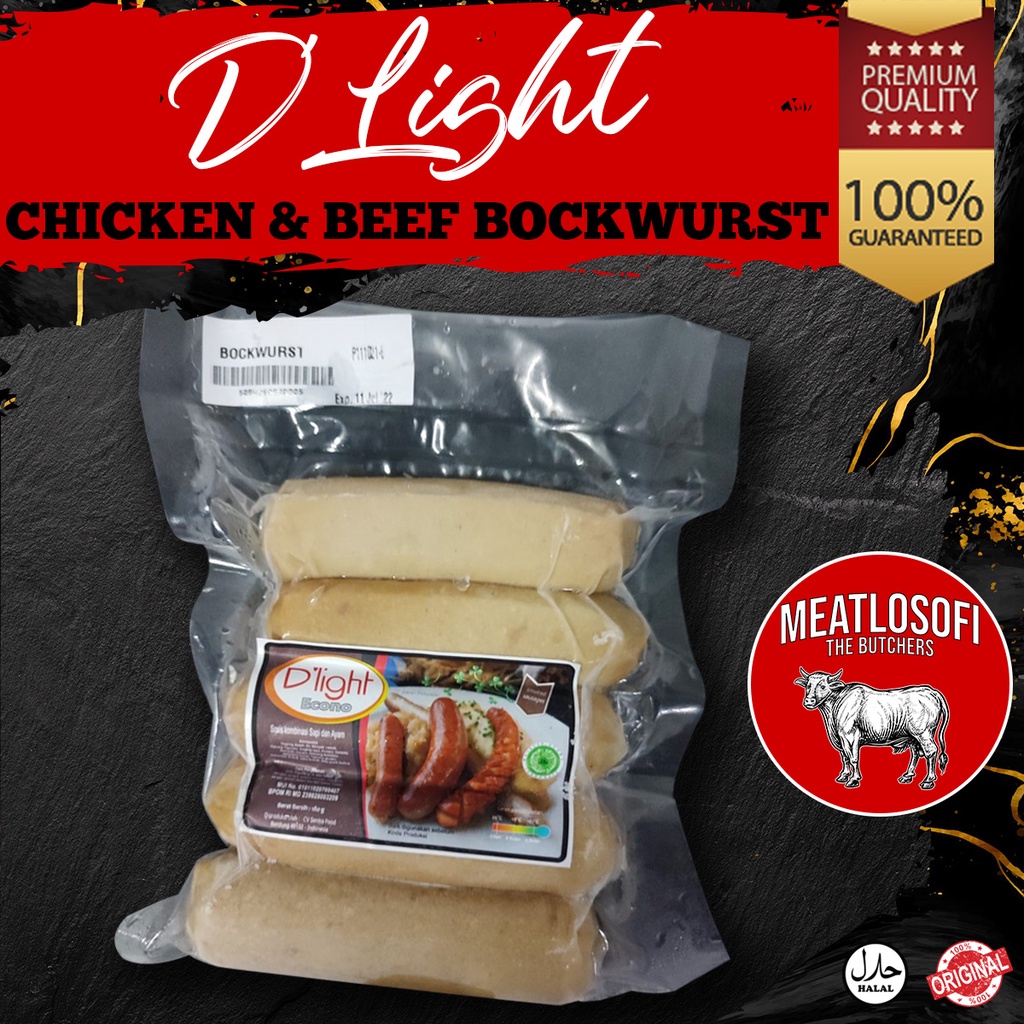 

Sosis Bockwurst D'light Econo Kombinasi Daging Sapi dan Ayam 180gr