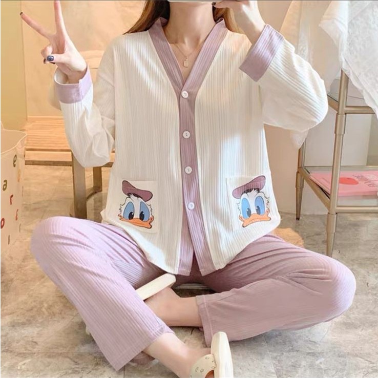 COD Stelan Import PP Kancing /Piyama Oversize lengan panjang/ Baju tidur Dewasa Wanita-3