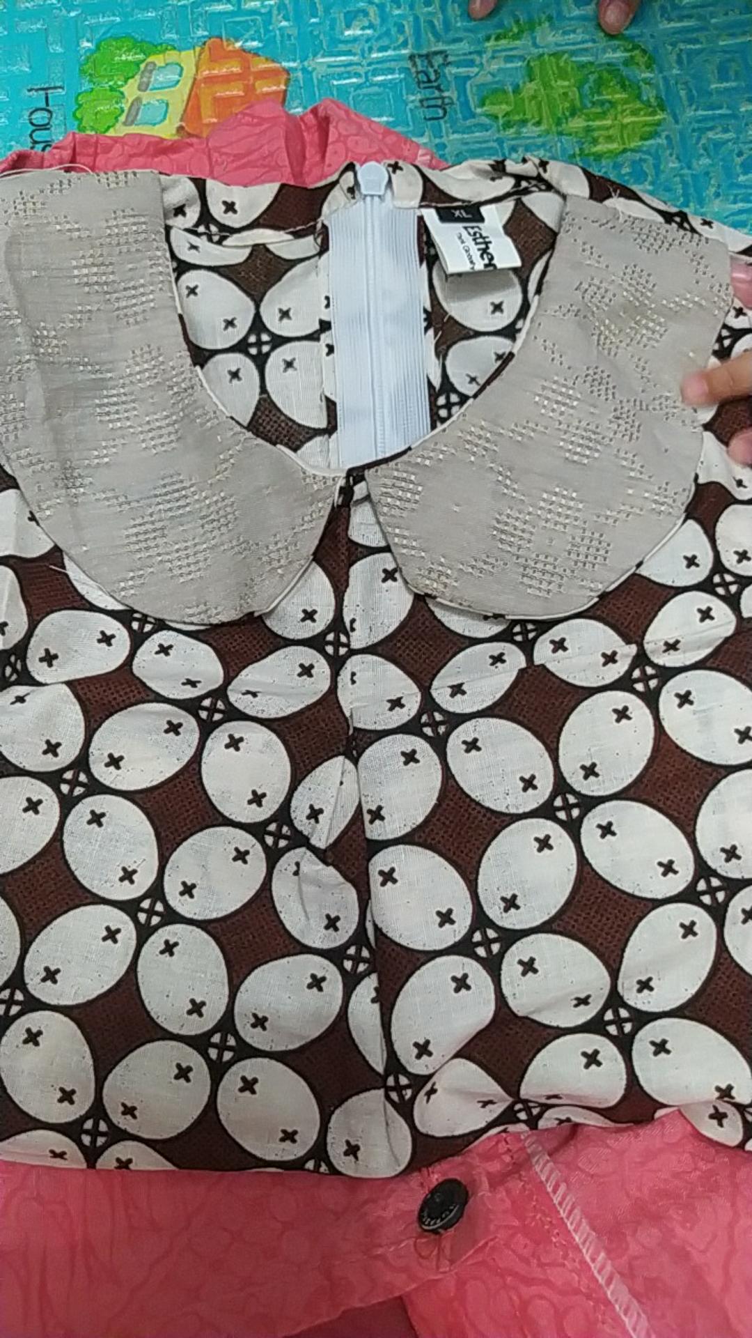 Top Blus Batik Anak Berkerah Putih Cream Unik Mixing Lengan Bagus Cantik Simple Dan Nyaman Dipakai