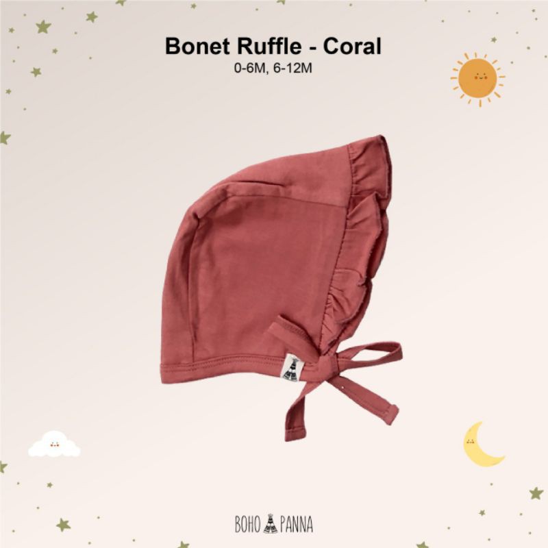 BONET RUFFLE TOPI ANAK BAYI BOHO BABY SURABAYABABY-Coral