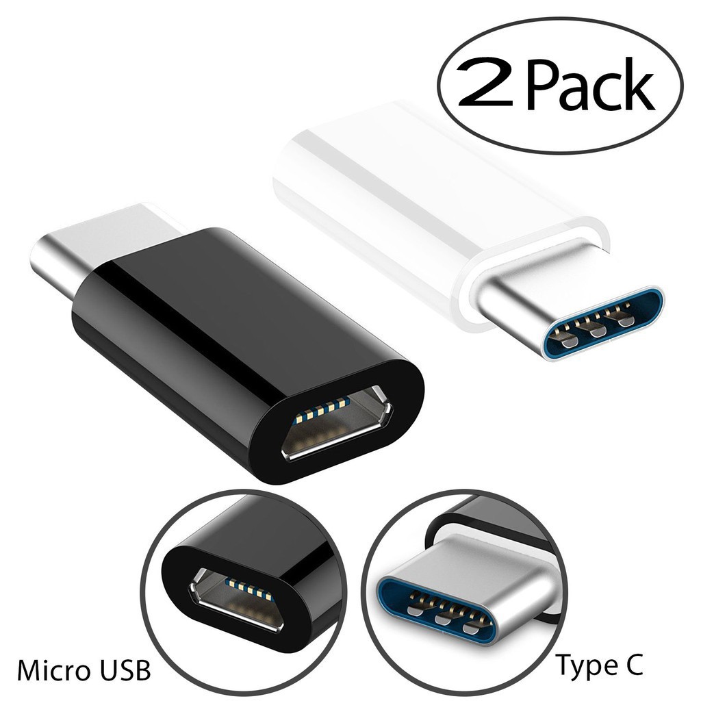 2Pack Micro USB to Type C Adapter Connector For  Samsung Huawei Xiaomi