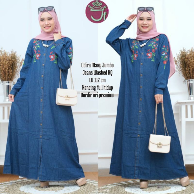 Gamis jeans BORDIR (LD±110) @100K min 2pcs