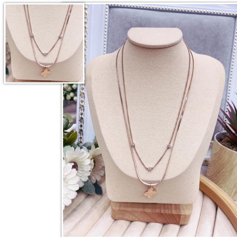 Kalung Titanium asli Stainless steel rosegold anti karat anti alergi Premium Quality 034