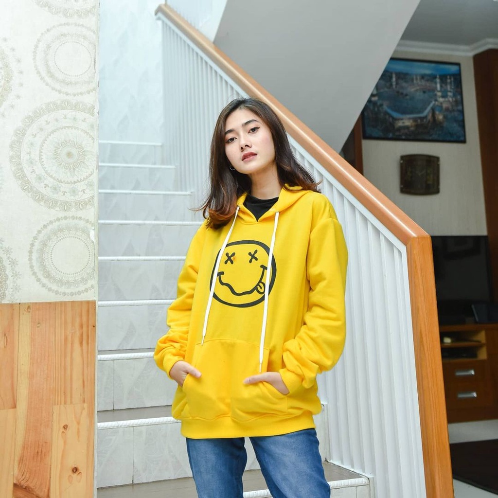 Hoodie Emoji Atasan Pria Wanita Motif Emoticon Terbaru