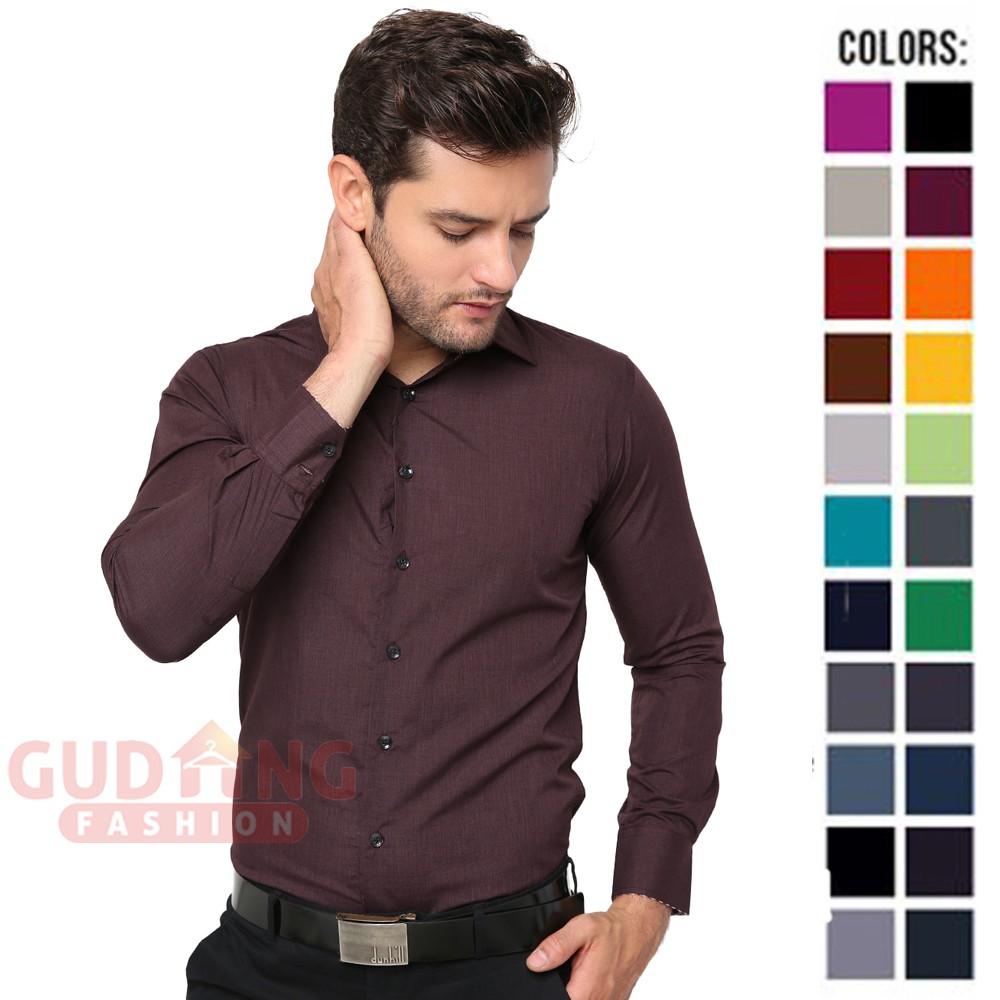 Baju Kerja Kantoran Pria Lengan Panjang SLim Fit - Banyak Pilihan Warna LNG (COMB)