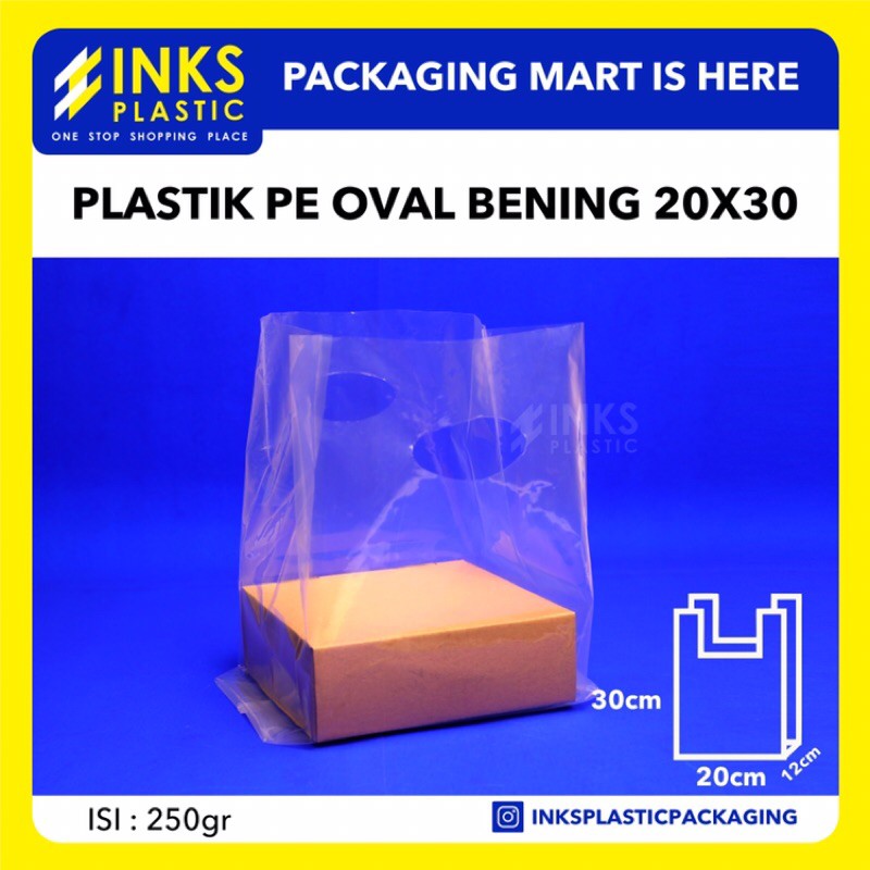 KRESEK PE BENING 20x30  PLONG OVAL KANTONG BENING TRANSPARAN TEBAL