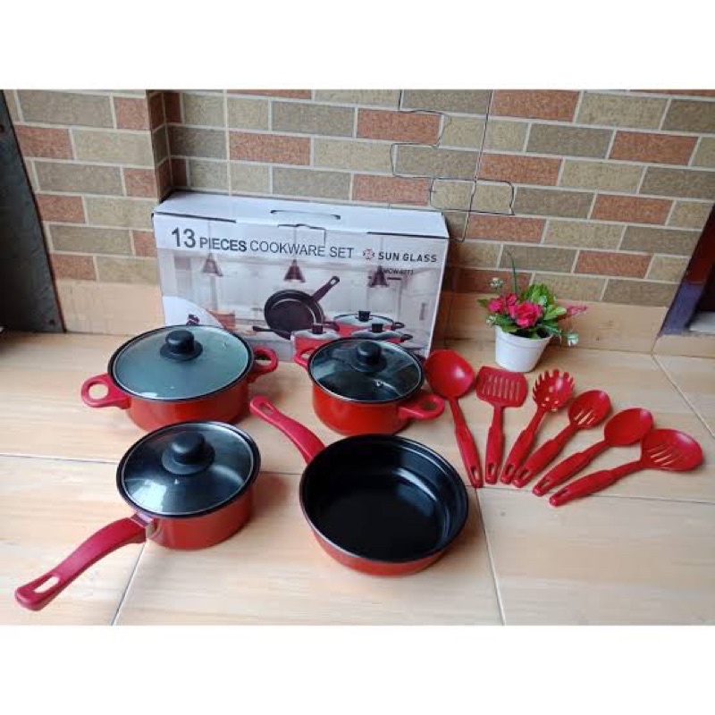 COOKWARE / PANCI MARBLE WARNA SET 13PCS SUN GLASS