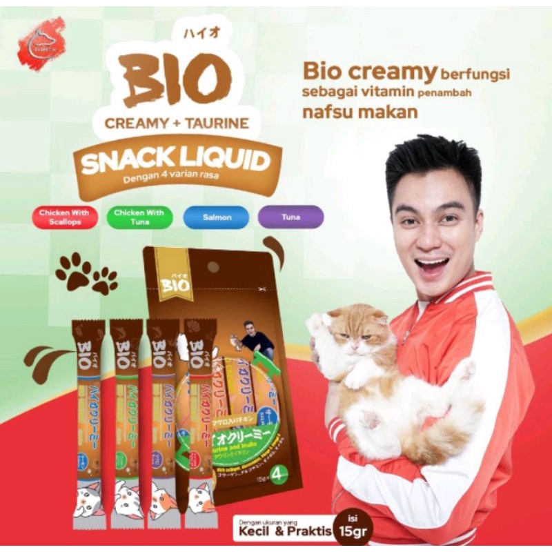 cemilan kucing bio creamy treats 60gr snack untuk kucing