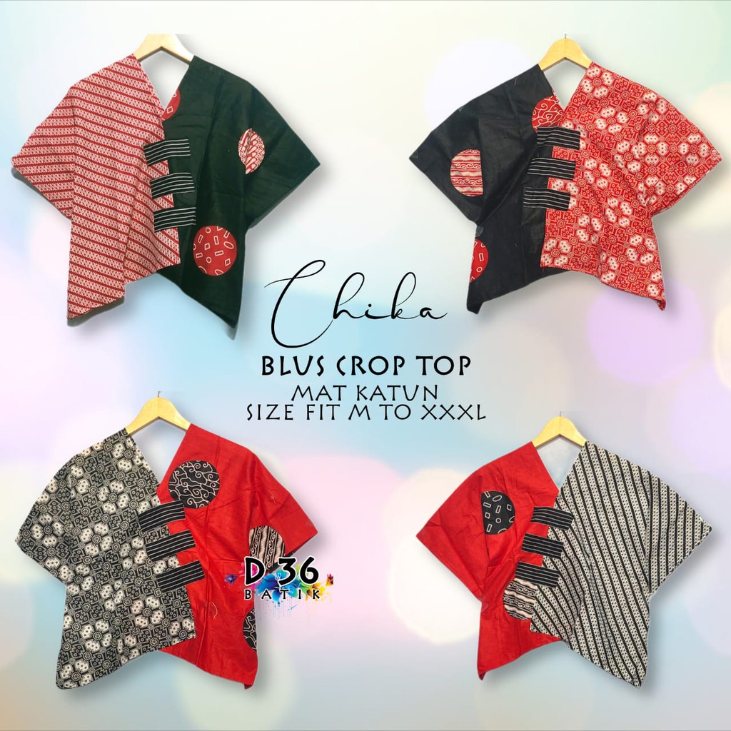 Blus Chika Batik Crop Top #2 Batik Atasan Cantik Kerja Kantor Seragaman Casual Pesta Modern